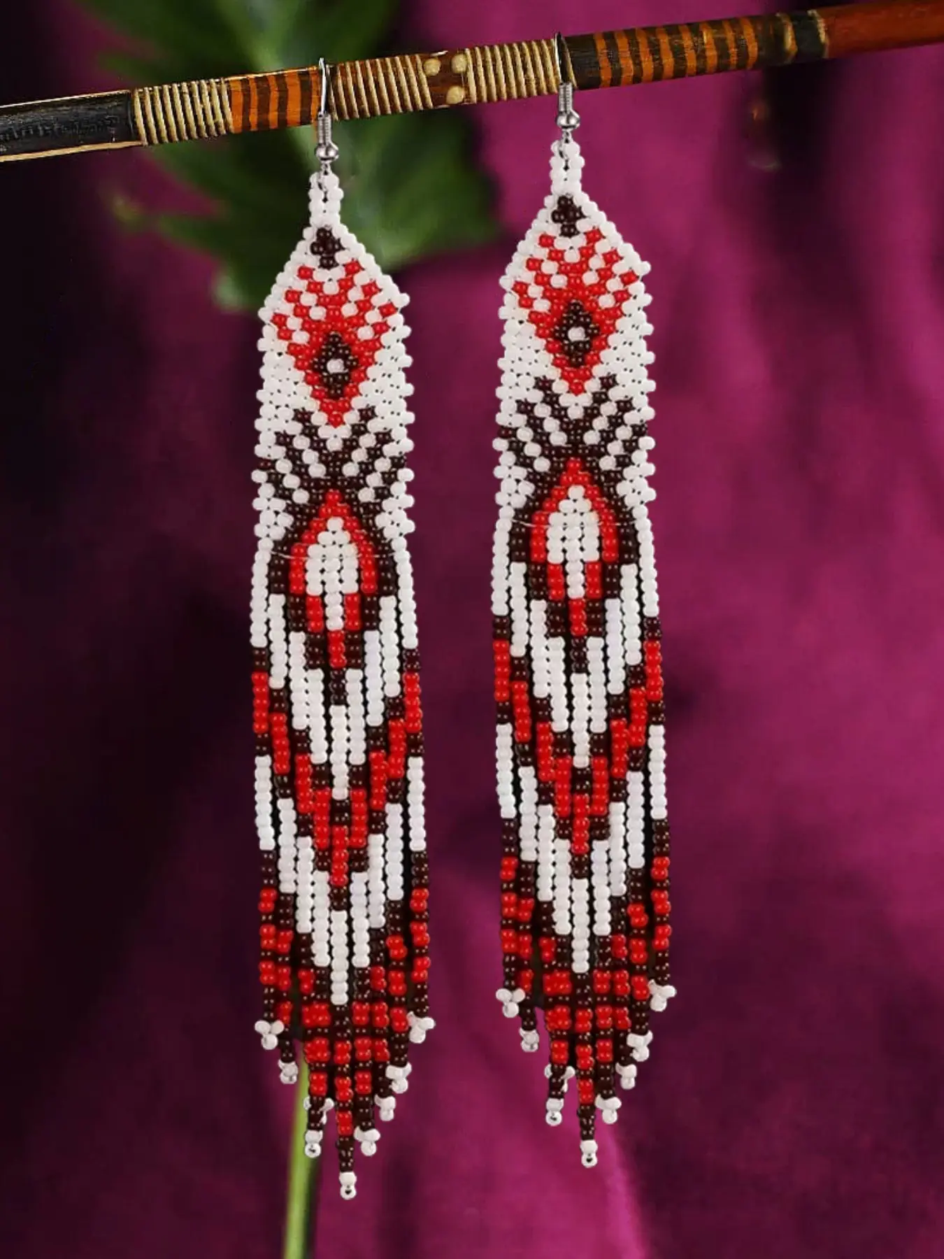 Handmade Beaded Earrings, Long Women's Beaded Earrings, Totem Blessing Earrings, Dangling Earrings in Multiple Colors, Bohemian Style