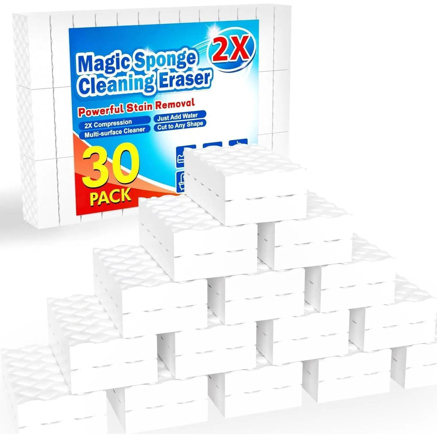 30 Pack 2X Magic Sponges Cleaning Eraser, Density Stronger Melamine Sponge