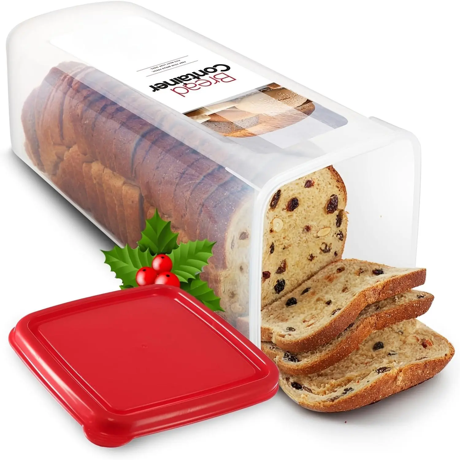 FAXHION Plastic Bread Box with Top Lid - Freezer-Safe Rectangular Bread Storage Container with Reliable Sealing for Kitchen Freshness Preservation - Upgraded Snap-Lock Keep Bread Fresh Organizer