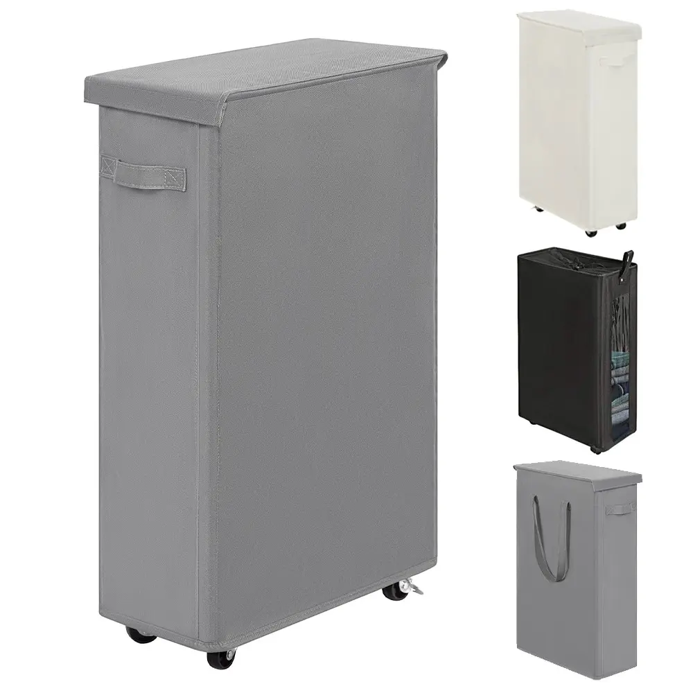 65L Rolling Laundry Basket with Lid, Simple Design, Private Use, Ideal for Home, Laundromat, Dormitory, Clothes Storage Bin