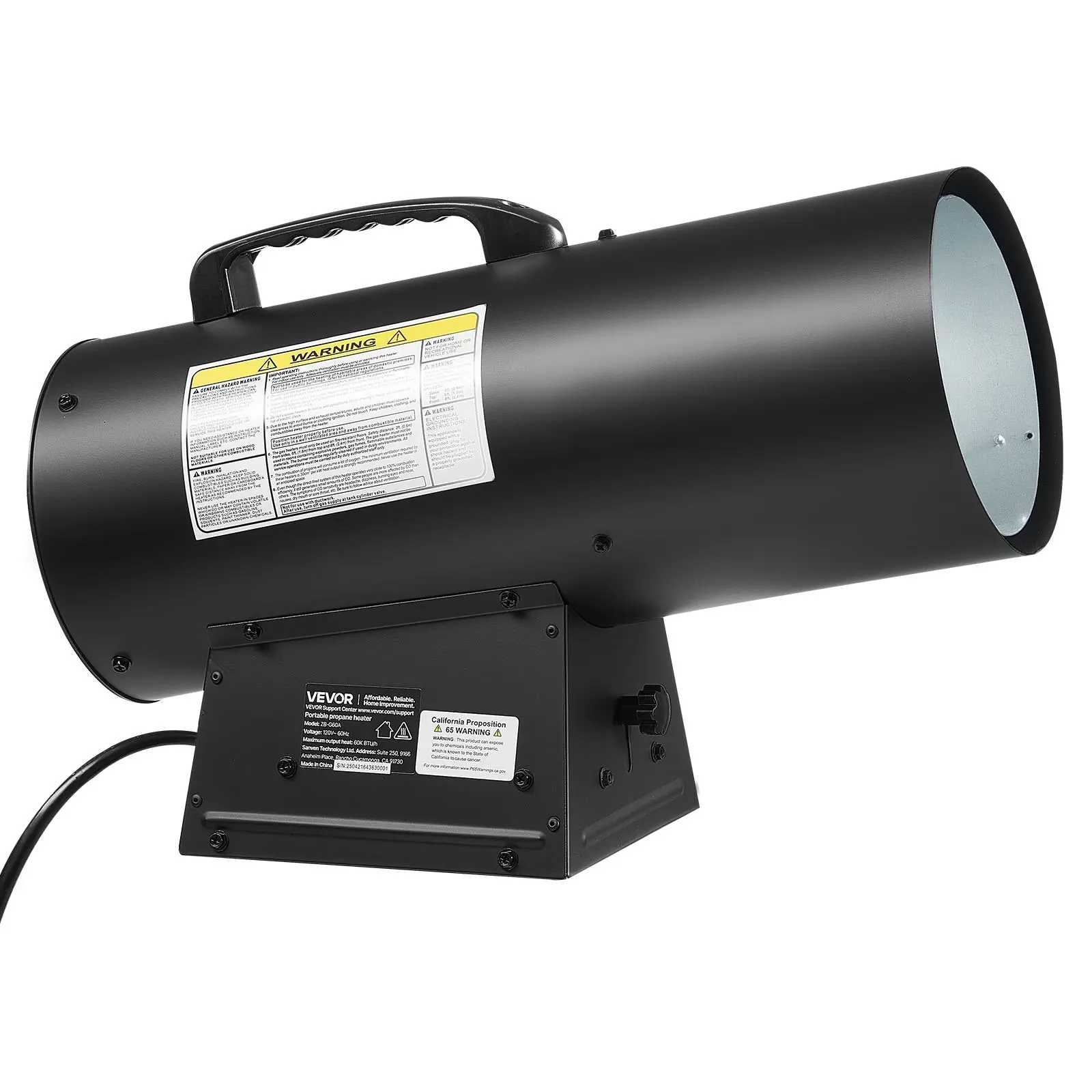 【Summerfinds】VEVOR Propane Heater, 60000BTU Forced Air Propane Heater with Stepless Temp Settings security Protection, Portable Garage/Shop Barrel Heater for Garages, Job Sites, Indoor/Outdoor