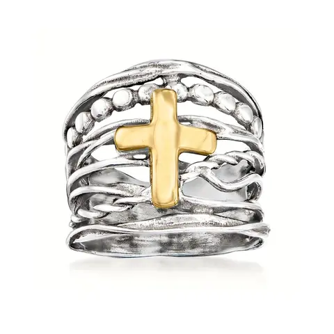 Vintage Distressed Boho Ethnic Wide Cross Ring for Women, Unique Personality Jewelry, Perfect for Everyday Wear, Vintage Rings
