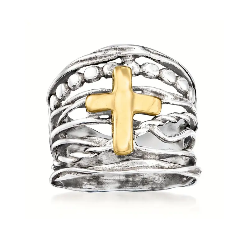 Vintage Distressed Boho Ethnic Wide Cross Ring for Women, Unique Personality Jewelry, Perfect for Everyday Wear, Vintage Rings