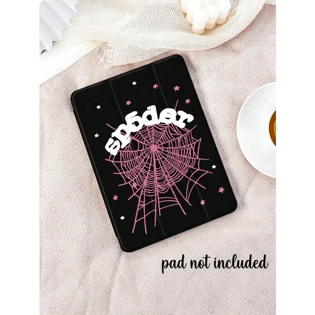 Spider Web Stars Protective iPad Case, Ipad Covers, Three-Fold Stand Transparent Anti-Drop Back Cover with Pen Slot, Fits iPad 10/9/8 Generation (Case Only)
