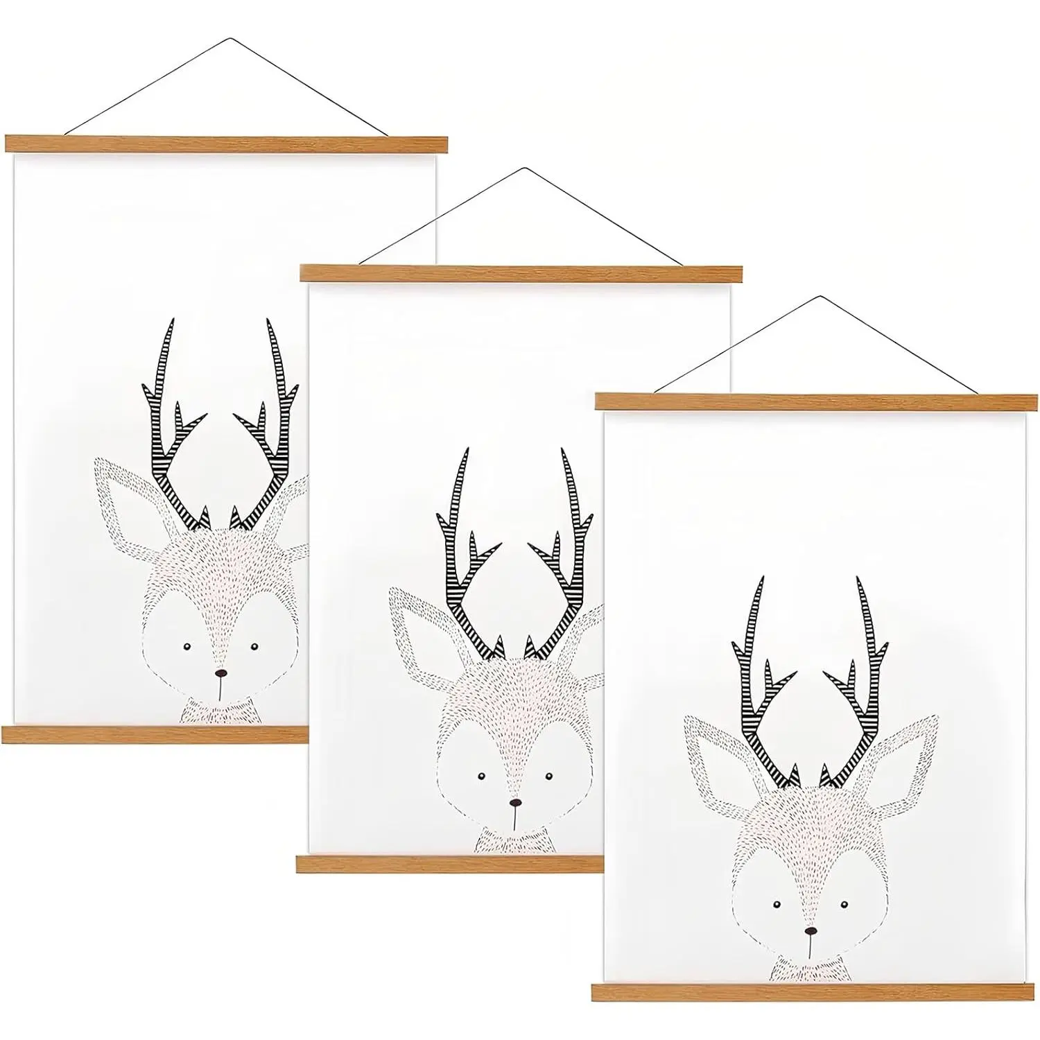 3 Pack  Poster Hanger Frame, 11x14 11x17 11x22 Teak   Poster Frame for Posters, Prints, Photos, Pictures, Maps, Scrolls, and Canvas Artwork