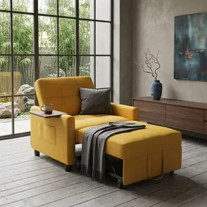 3 in 1 Convertible Sleeper Sofa Chair Bed, Pull Out Single Sofa Bed with Multi-Gear Adjustable Backrest Recliner, Foldable Space Saving Lounge Couch, Multi-Functional Furniture for Small Apartment, Living Room, Bedroom, Office & Dorm