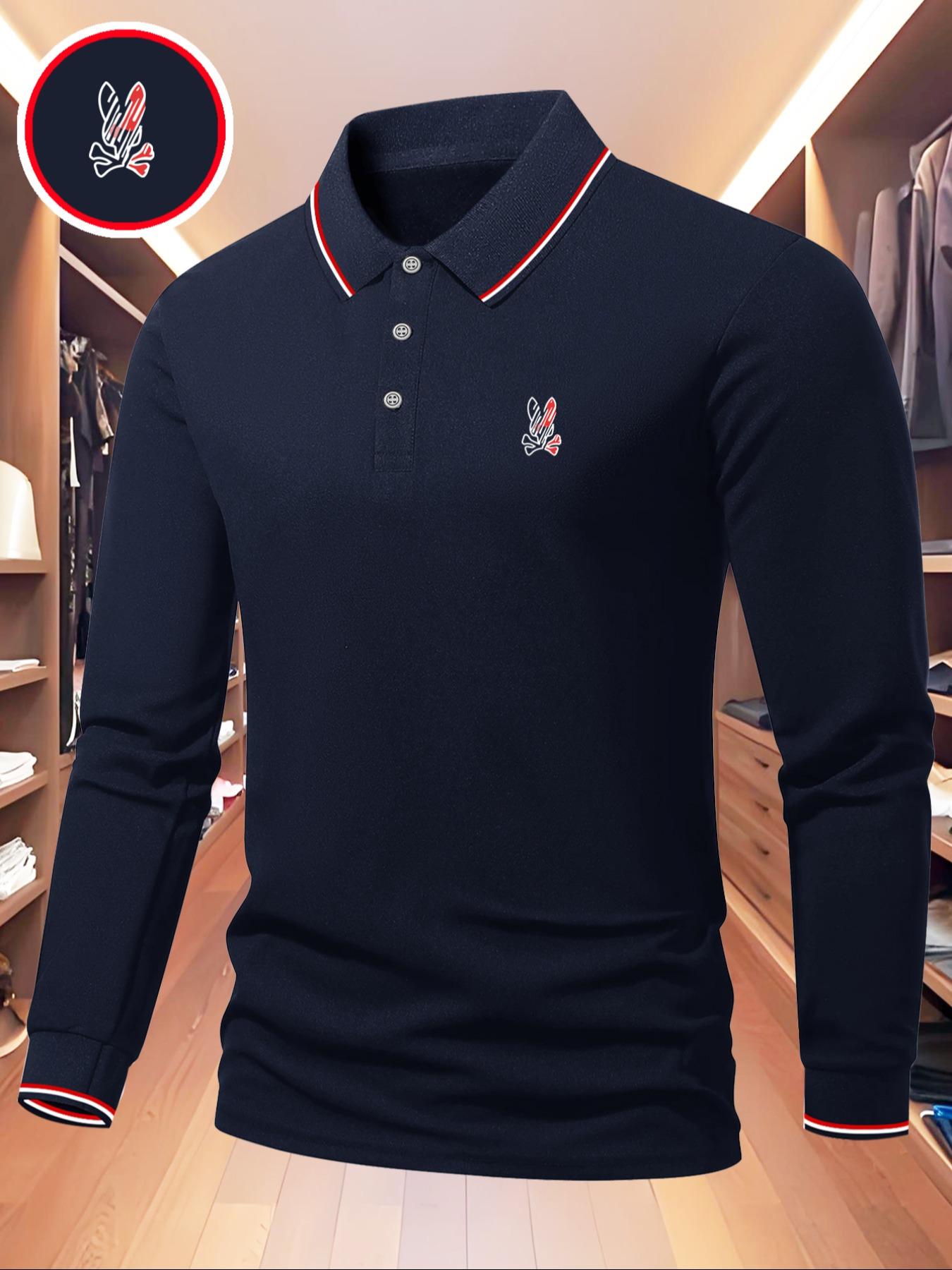 Men's Solid Color Long Sleeve Polo Shirt, High-End Fashionable Fabric for Comfort, Casual Sportswear for All Seasons, Perfect for Golf and Light Business Wear