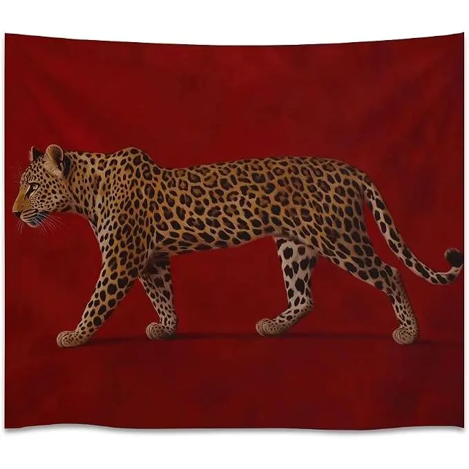 Vintage Y2K Brown Tiger and Leopard Print Tapestry Trendy Maximalist Dorm Wall Hanging Decor Classic Cheetah Print Tapestries for Home Living Room Wall Decor