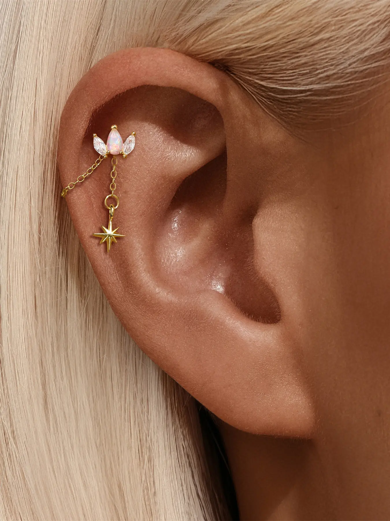 1pc Gold Earring Accessory, Star Earrings, Earrings Dangling, 925 Sterling Silver Polished Eight-pointed Star Dangle, Wearable Front and Back, Anti-allergic, for Jewelry DIY and Matching