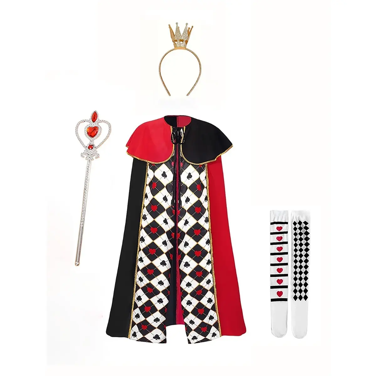 King Cloak Set, Heart K Queen Cape, Stage Performance Costume, Clothes, Halloween, Royal Theme Dress-Up, Perfect for Festive Events