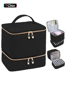 Portable Nail Art Organizer, Nail Polish Organizer and Nail Lamp Case, Nail Kit Organizer Holds 30+ Bottles (15ml - 0.5 fl.oz) and a Nail Lamp, Nail Polish Carrying Case , Zippered Cosmetic Bag, Makeup Storage Organizer, Ideal for Women, Christmas Gift