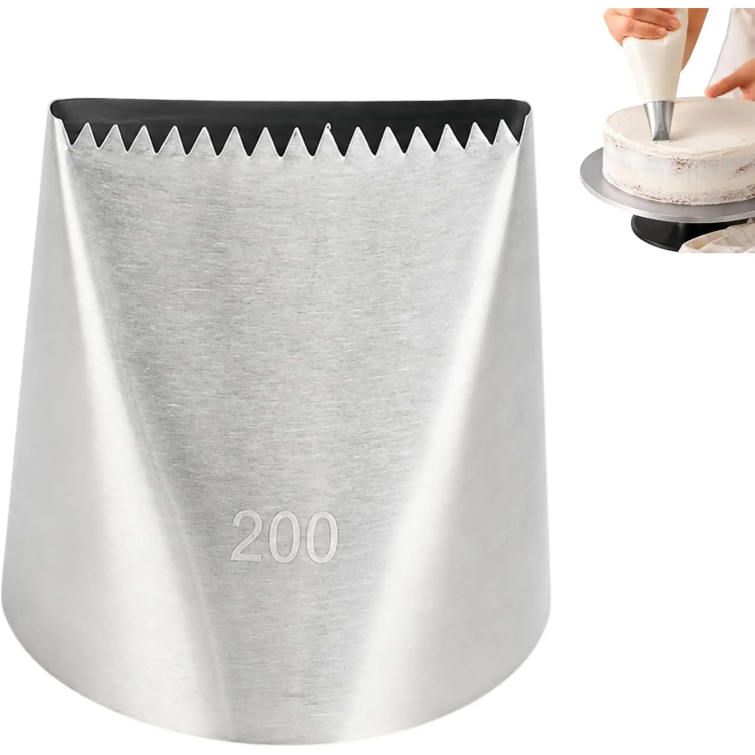 Professional Stainless Steel Bakeware Cake Decorating Icing Tips Set - Size #200 Crumb Coat Piping Tips with Smooth Flow for Cakes, Cupcakes