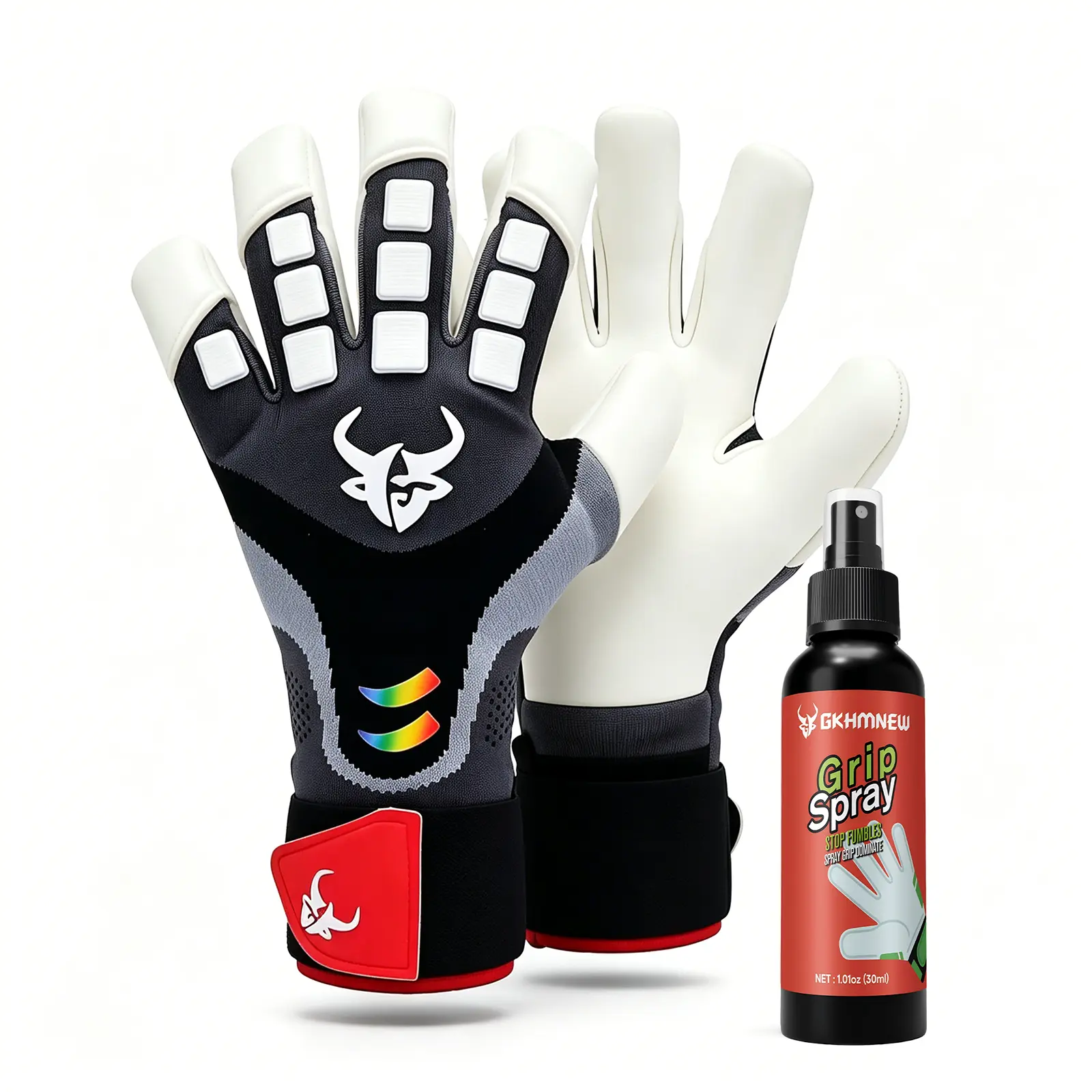 Goalkeeper Gloves for Kids Boys Children Youth&Adult , Soccer Gloves with 30ml Goalkeeper Grip Spray and Double Wrist Protection and Non-Slip Wear Resistant Latex Material to Give Protection to Prevent Injuries