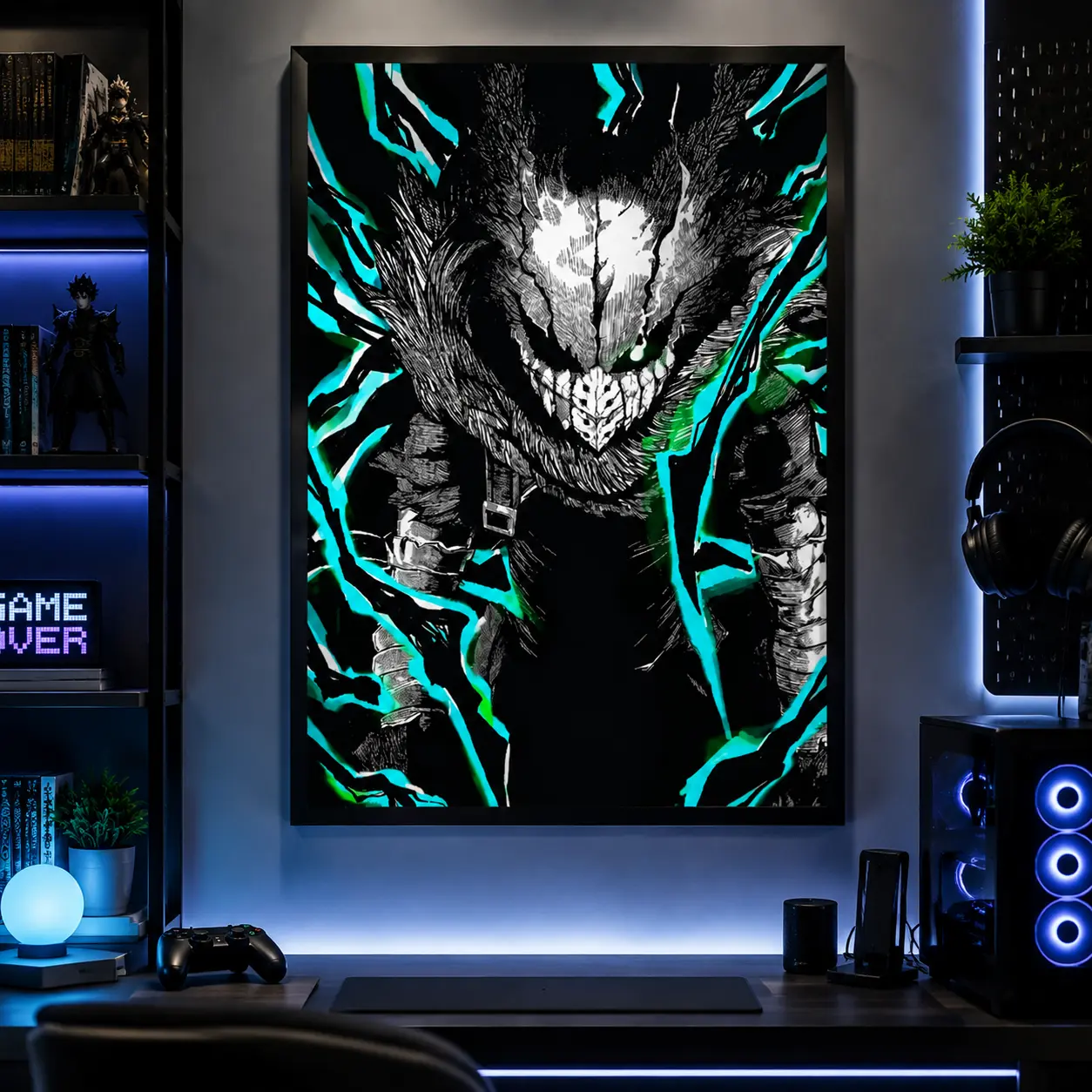 Izuku Midoriya My Hero Academia Industrial Cartoon Art Canvas Wall Art Poster - Multi-Size Wood Frame, Anime Room Decor, Otaku Gift