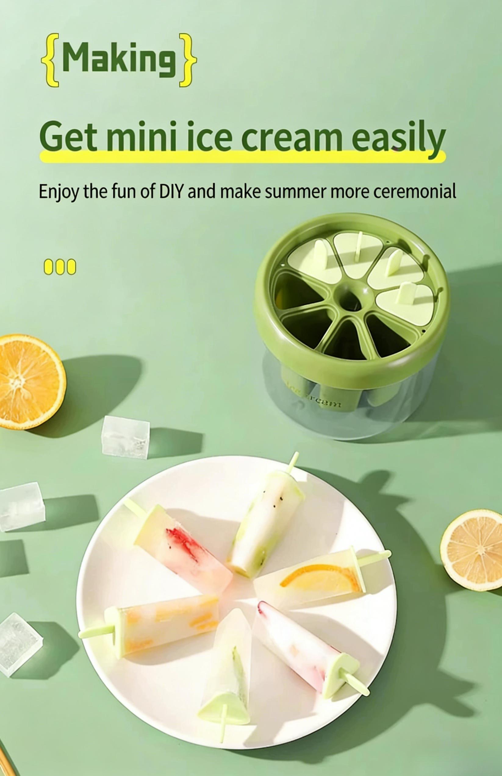 2PCS Reusable Popsicle Molds with Lids, Food Safe Ice Cream Tray for Home Kids Use