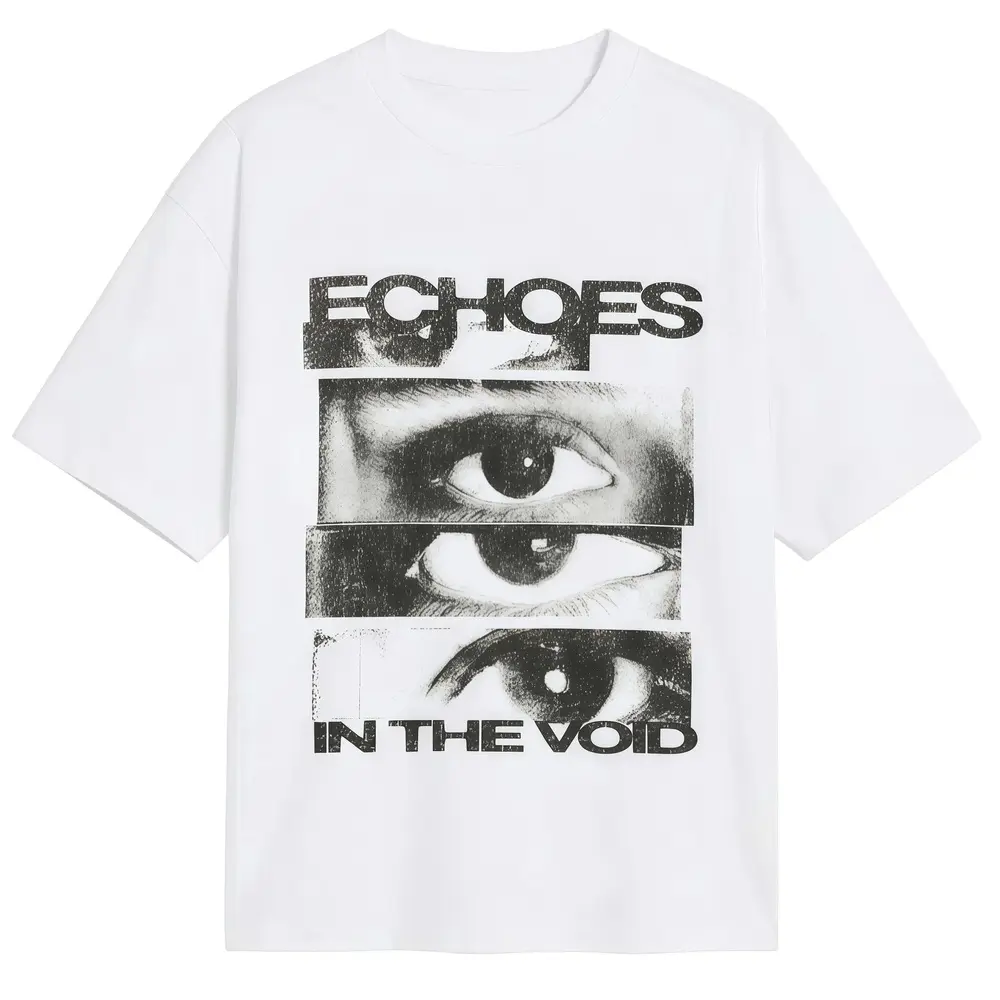 DTG-Women's Casual Soft Cotton Round Neck Short Sleeve Patterned T-Shirt - < Virtual Echo >   Artistic Eye Print, Retro Glitch Art, Cute Streetwear, Comfortable Custom Top, Suitable for Daily Wear and Parties, Women's Clothing