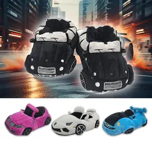 2025 New Multi-style Car-shaped Plush Shoes Winter Autumn Sport Car Stuffed Shoes Men Women Indoor House Slipper Christmas Gift