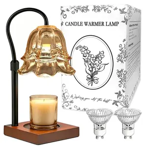 No Flame Candle Warmer Lamp with Timer, Height Adjustable Gold Floral Wax Melt Lamp for Cozy Bedroom Ambiance & Safe Home Fragrance Gift for Mom