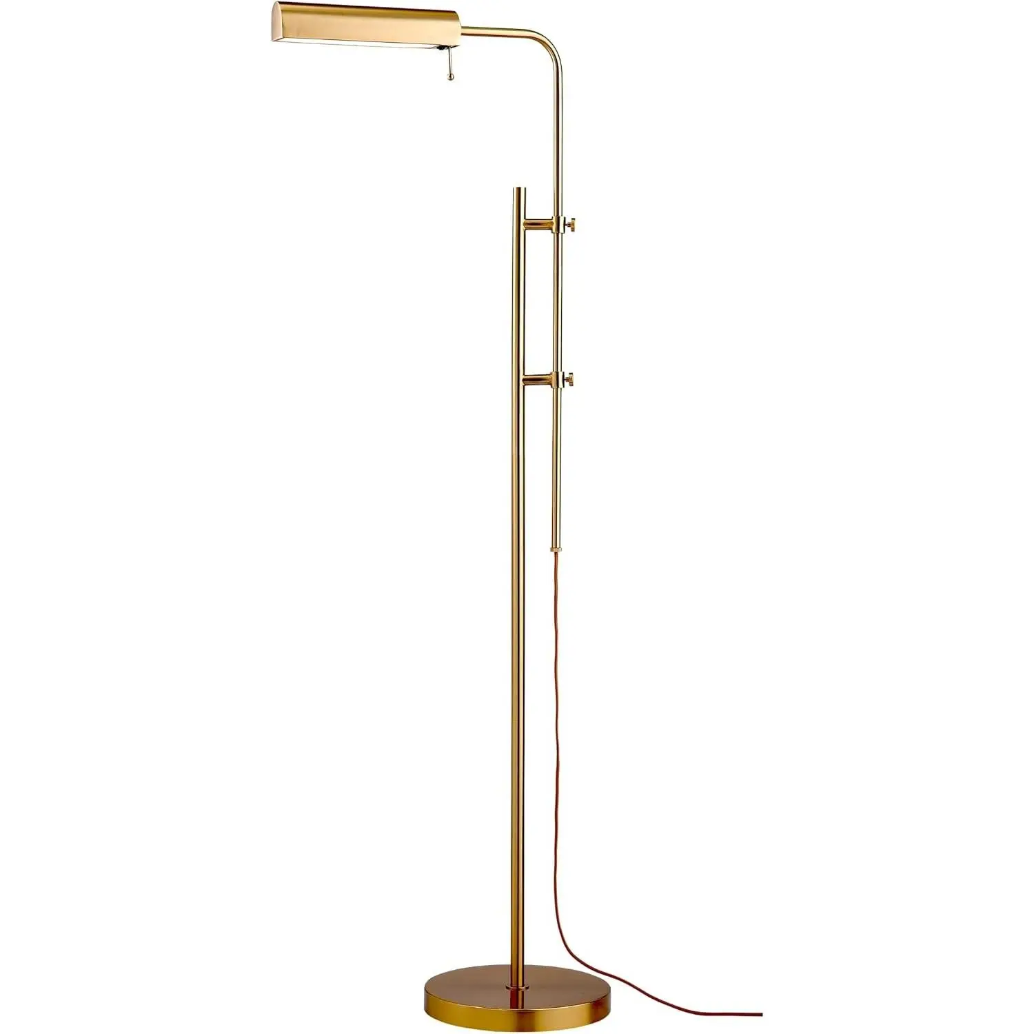 Cedric Adjustable Pharmacy Floor Lamp - Industrial Design for Reading, Crafting, Work - 10W LED, Height 45-61 inches - Ideal for Living Room, Bedside, Office - Antique Brass (Gold)
