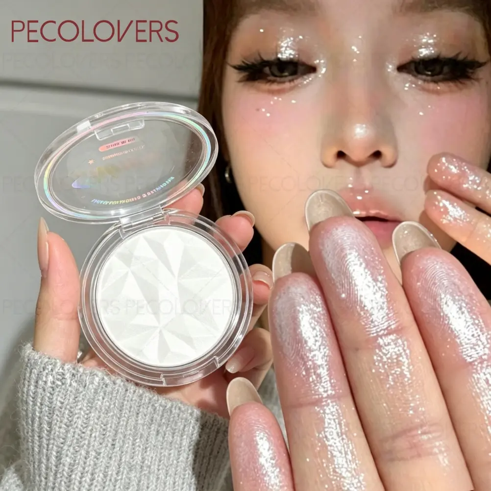 1PC White Glowy Highlighting Glitter Bronzed Powder - All Day Illuminator, Instant Radiance, Waterproof and Sweatproof, Shimmer for Face & Body, Long-Lasting Radiant Contouring Makeup in Multiple Shades, Perfect for Festivals or Wedding Parties