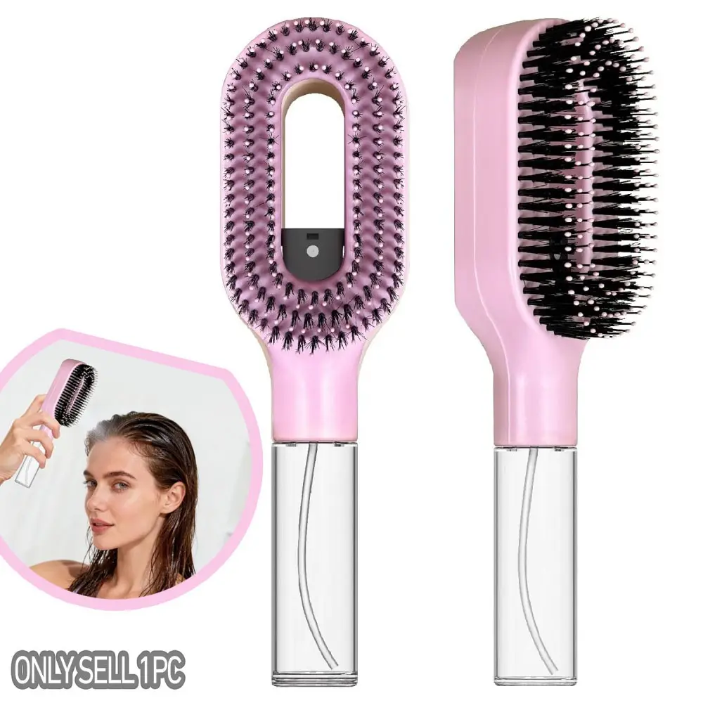 2-In-1 Spray Hair Comb with Mist Bottle, Manual Water Mist Massage Brush, Anti-Static, for Curly Hair, Wet or Dry Styling, Women