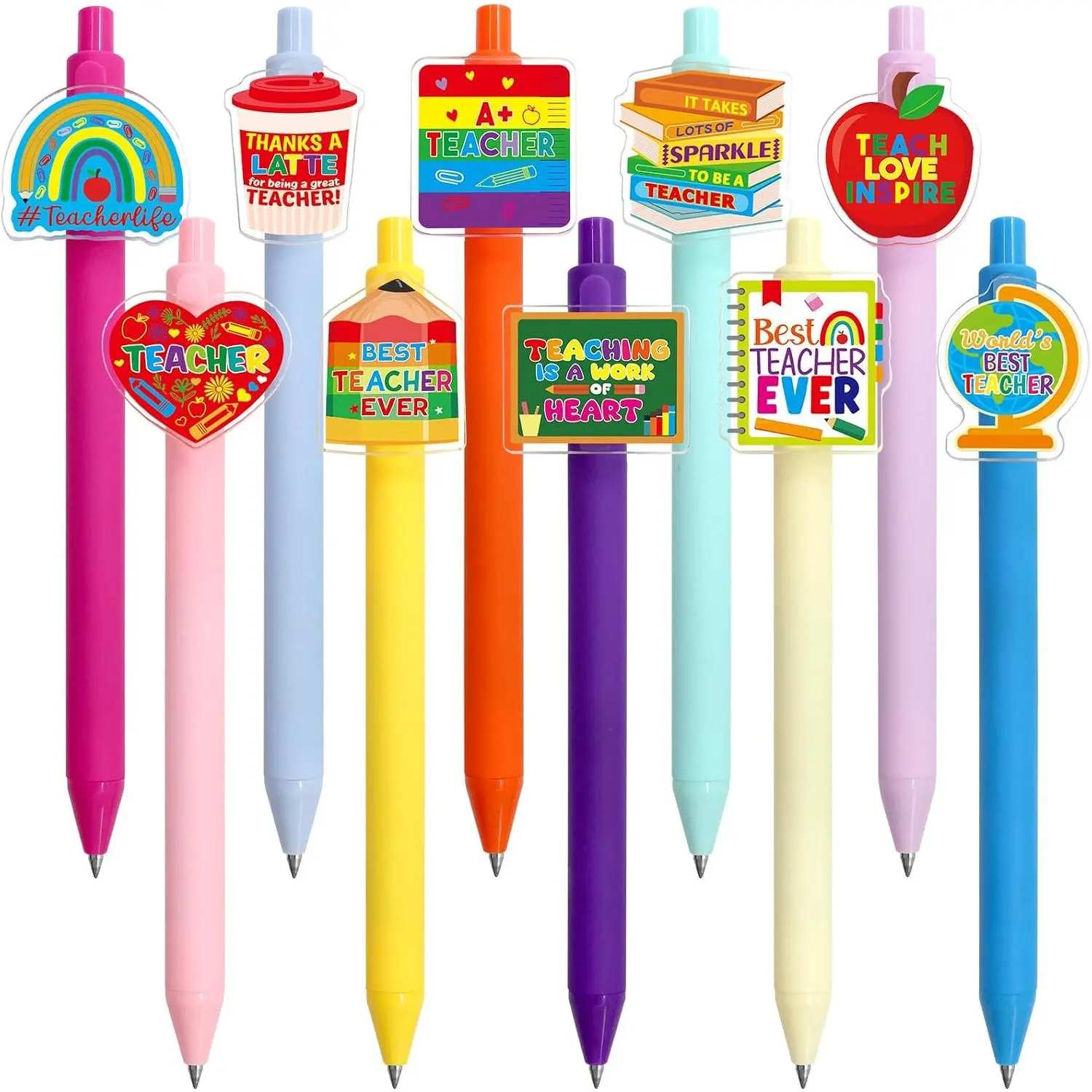 10 Pack Funny Teacher Pens Cute Appreciation Ballpoint Pens for Teachers  to School Classroom Office Gratitude Supplies