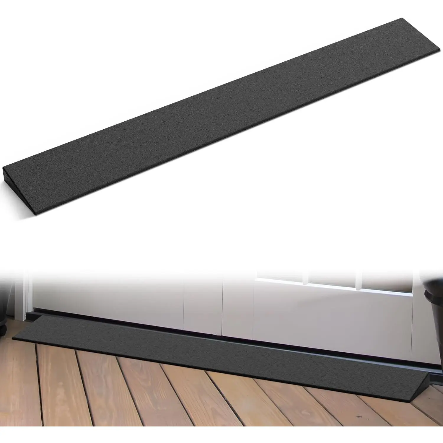 Nilight Low Profile Cuttable Rubber Threshold Ramp Pair (39.4x3.9x1.2in, 1.2in Rise) - Natural, Heavy-Duty, 2000lbs Capacity, Quick Setup, Eliminates Tripping Hazards, Safe Access, Seamless Transitions for Doorways (Wheelchair Home Use), Customizable Fit,