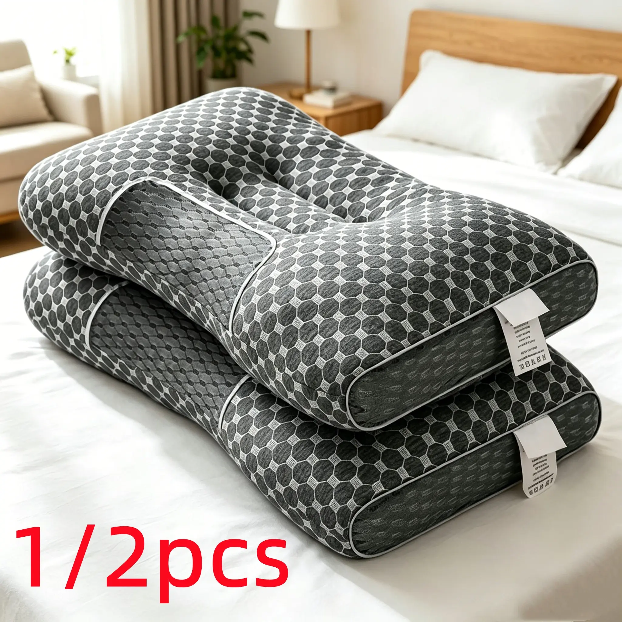 Hotel Series Pillow Set, Medium Feel, Polyester Fill, Soft Support for Back, Abdominal, Side Sleepers, King Size, 29x18 Inches, 1/2 Pack