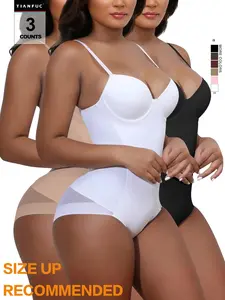 Women's Solid Color Seamless Tummy Tuck Bodysuit, Casual Comfy Breathable Shaper, Women's Shapewear for Daily Wear