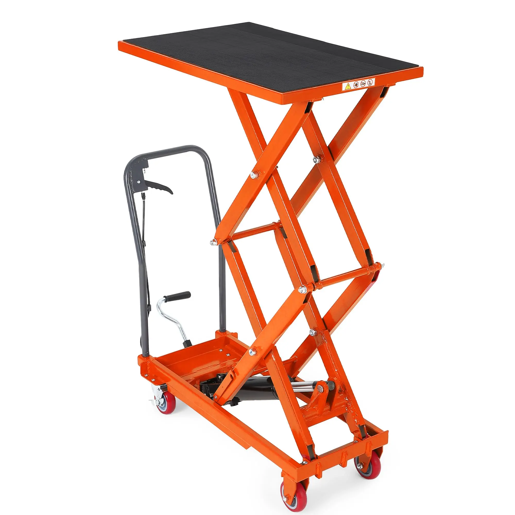 Hydraulic Scissor Lift Table Cart, 330 LBS Heavy Duty Mobile Lift Platform with 11.5"-50" Adjustable Height, Double Scissor Steel Frame, Non-Slip Platform & Swivel Casters for Warehouse Workshop Garage Material Handling