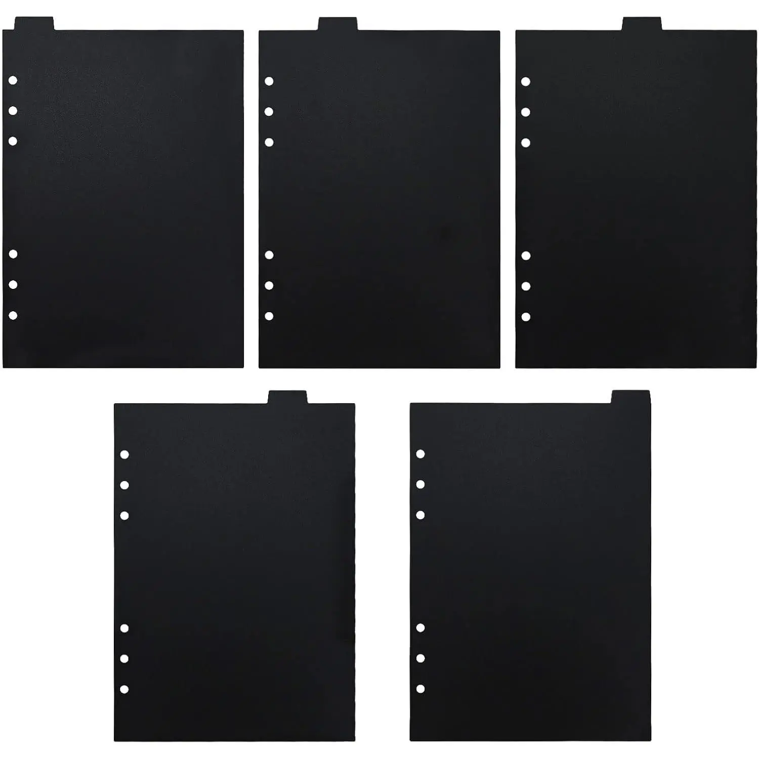 A5 Index Binder Dividers, 6 Ring Binder Index Dividers, Black Index Binder Dividers with Vertical Tabs for Journal, Planner and Notebook (Plastic-Black)