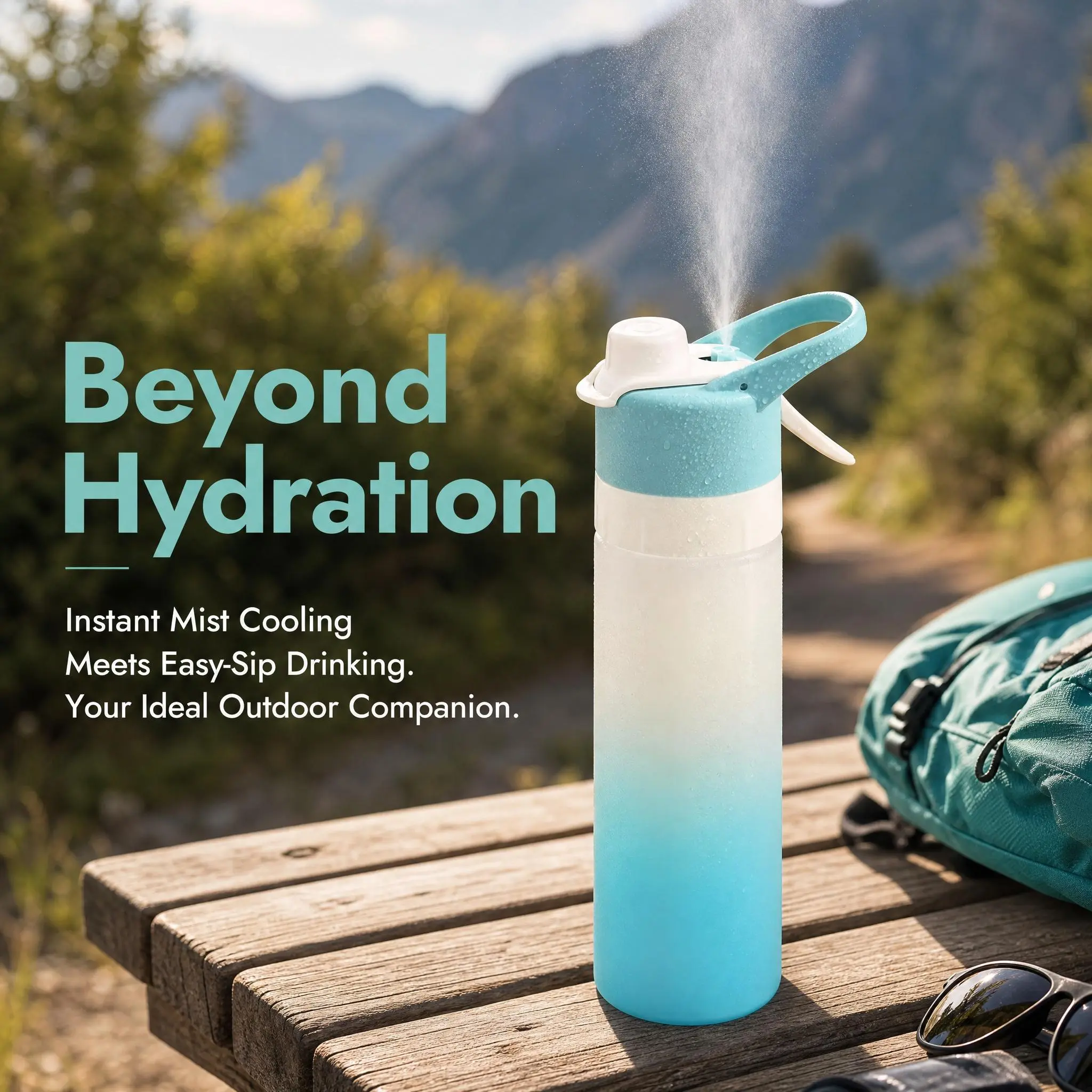 Unisex 24oz Compact Tritan Misting Water Bottle - Spray + Drink Function, Portable for Outdoor Trips, Gym Activities