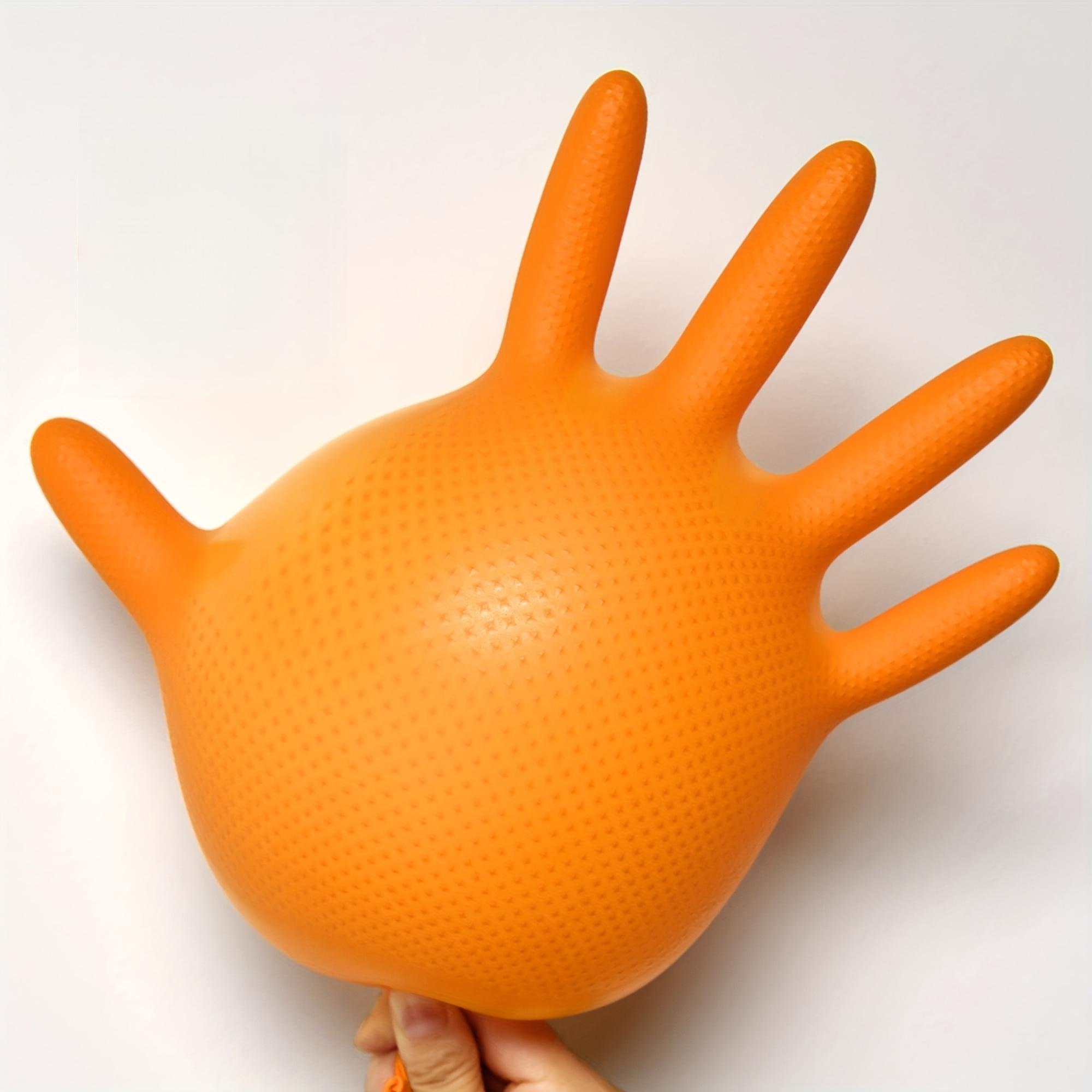 30Pcs Nitrile Gloves Heavy-duty 8g Disposable Orange/Black Diamond-pattern Pure Nitrile Gloves, 8 Mil Thick, Raised Diamond Texture, Powder-free and Latex-free, Suitable for Automotive, Outdoor, Kitchen, and Household Cleaning Use,Home Essentials