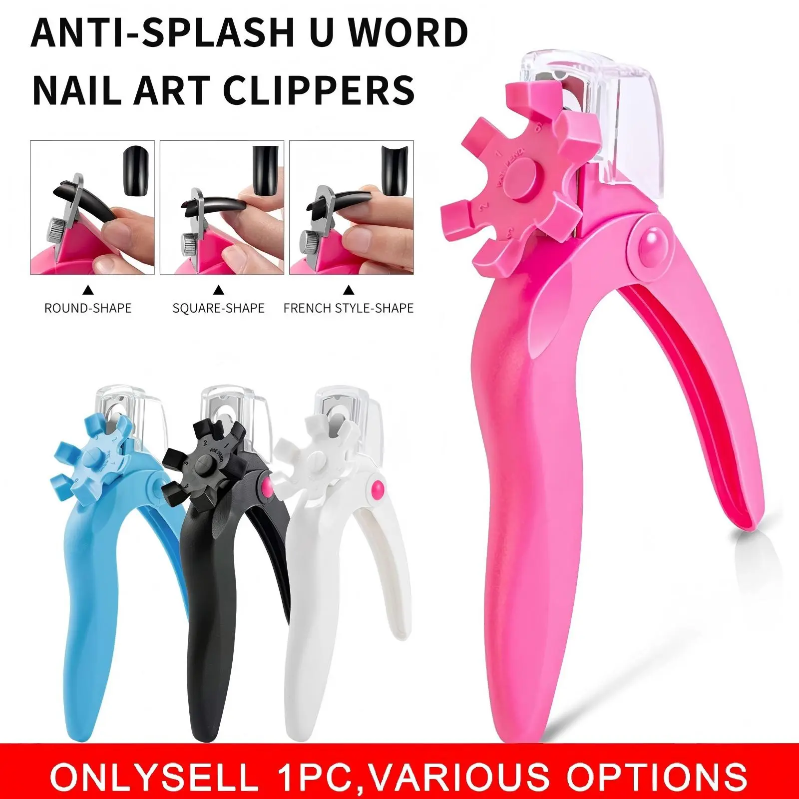 Adjustable Acrylic Nail Clippers with Sizer & Catcher, Nail Tip Cutter with Length Dial, Professional Stainless Steel Trimmer for Fake False Nails, Nail Extensions, Manicure Salon Home, Nail Care, Home Nail Art, Nail Tools