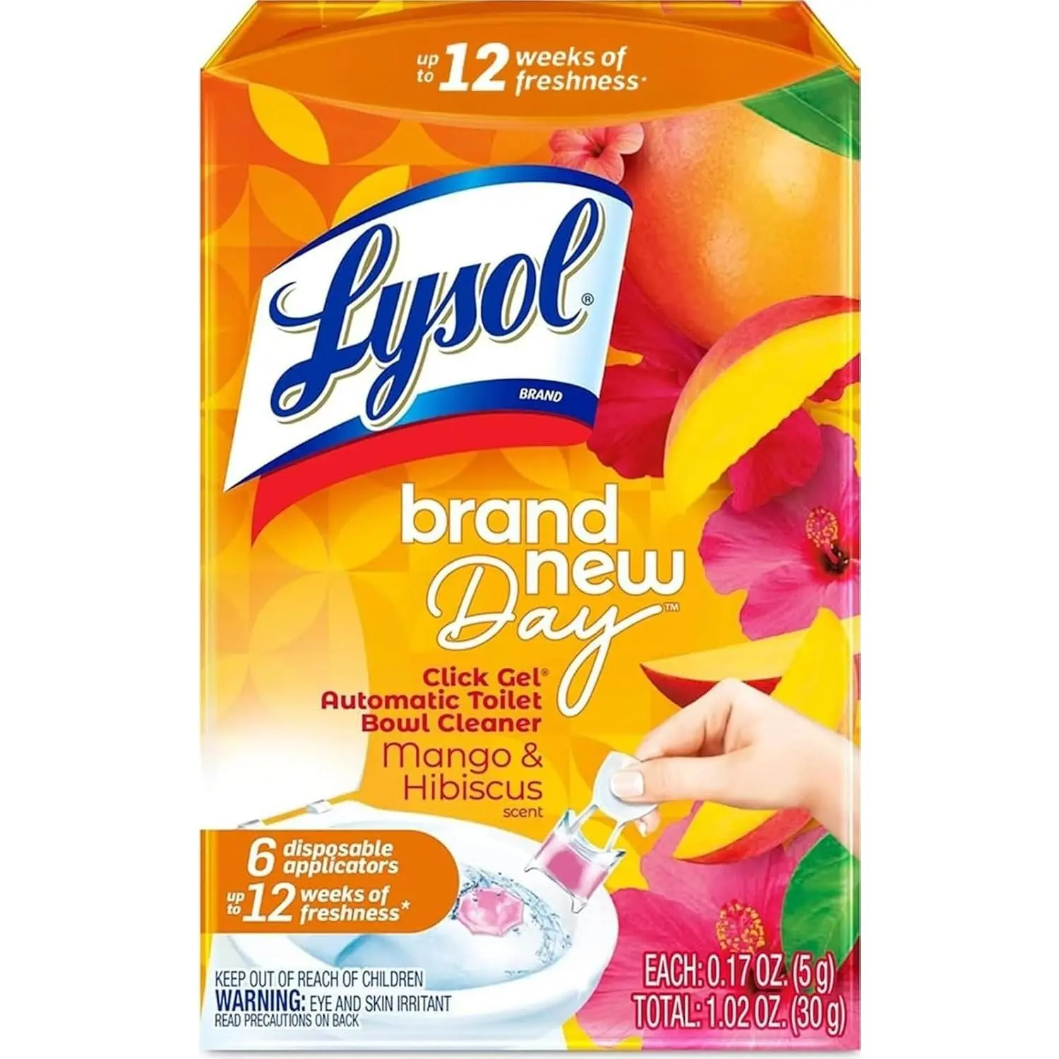Automatic Toilet Bowl Cleaner, Toilet Gel Stamp, Toilet Freshener, Bathroom Essentials, Refreshing Mango & Hibiscus Scent, 6 Count (Pack of 1) utility