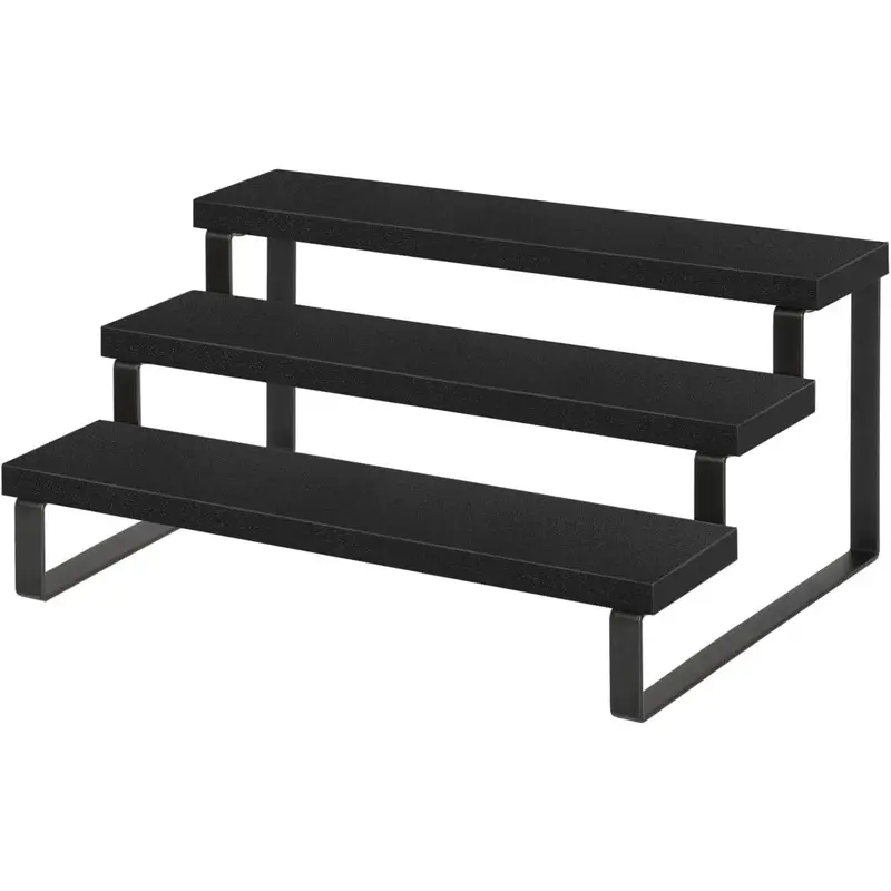 Wooden Display Riser Stand, Tiered Perfume and Cologne Organizer Stand, 3 Tier  Rack Organizer, Rustic Display Shelf for Candles (3 Tier,Black)