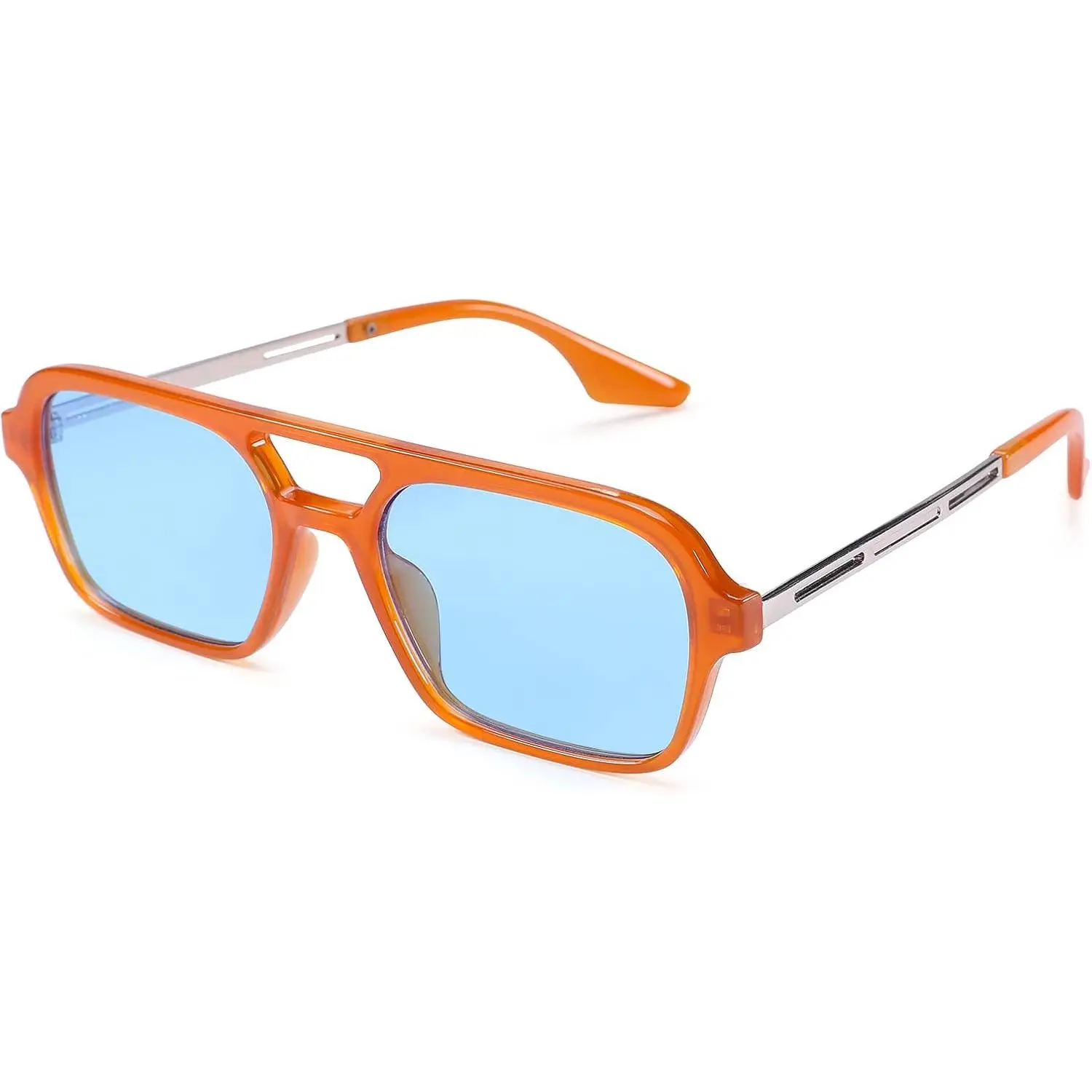 Retro 70s Aviator Sunglasses for Women Men -  Small Frame Square Tinted Shades Sun Glasses