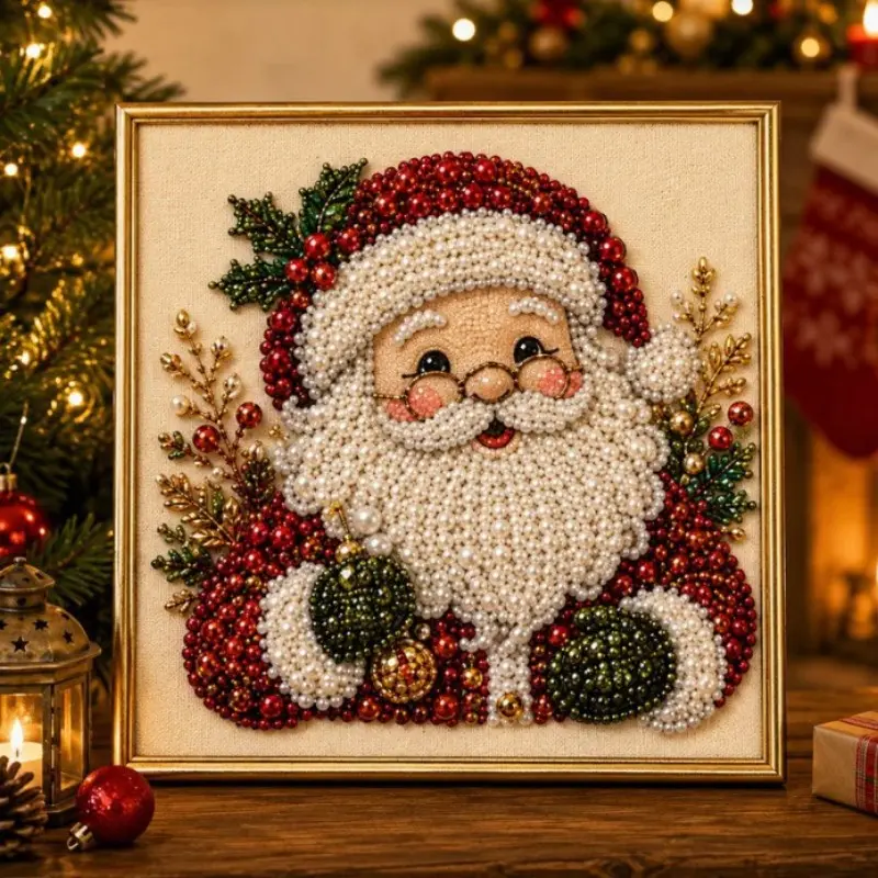 Christmas Pearl Painting DIY Kit, Santa Claus Reindeer Diamond Art Craft, Handmade Home Decor, Festive Holiday Decoration Set, Personal Touch