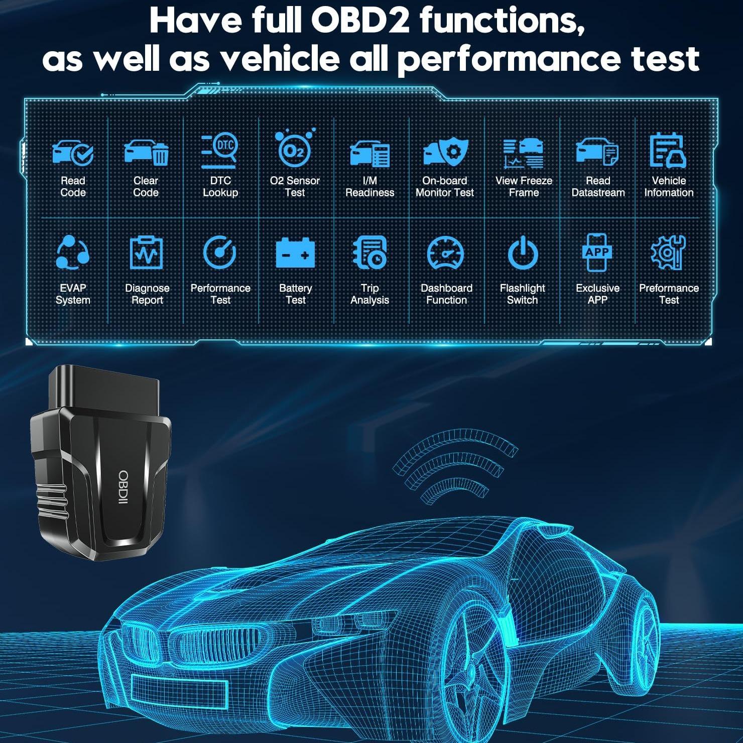 OBD2 Scanner Reader, Wireless Auto Diagnostic Scan Tool, Bluetooth-compatible Car Code Reader, Vehicle Diagnostic Scanner, Car Check Engine Diagnostic Tool, Automotive Diagnostic Scanner