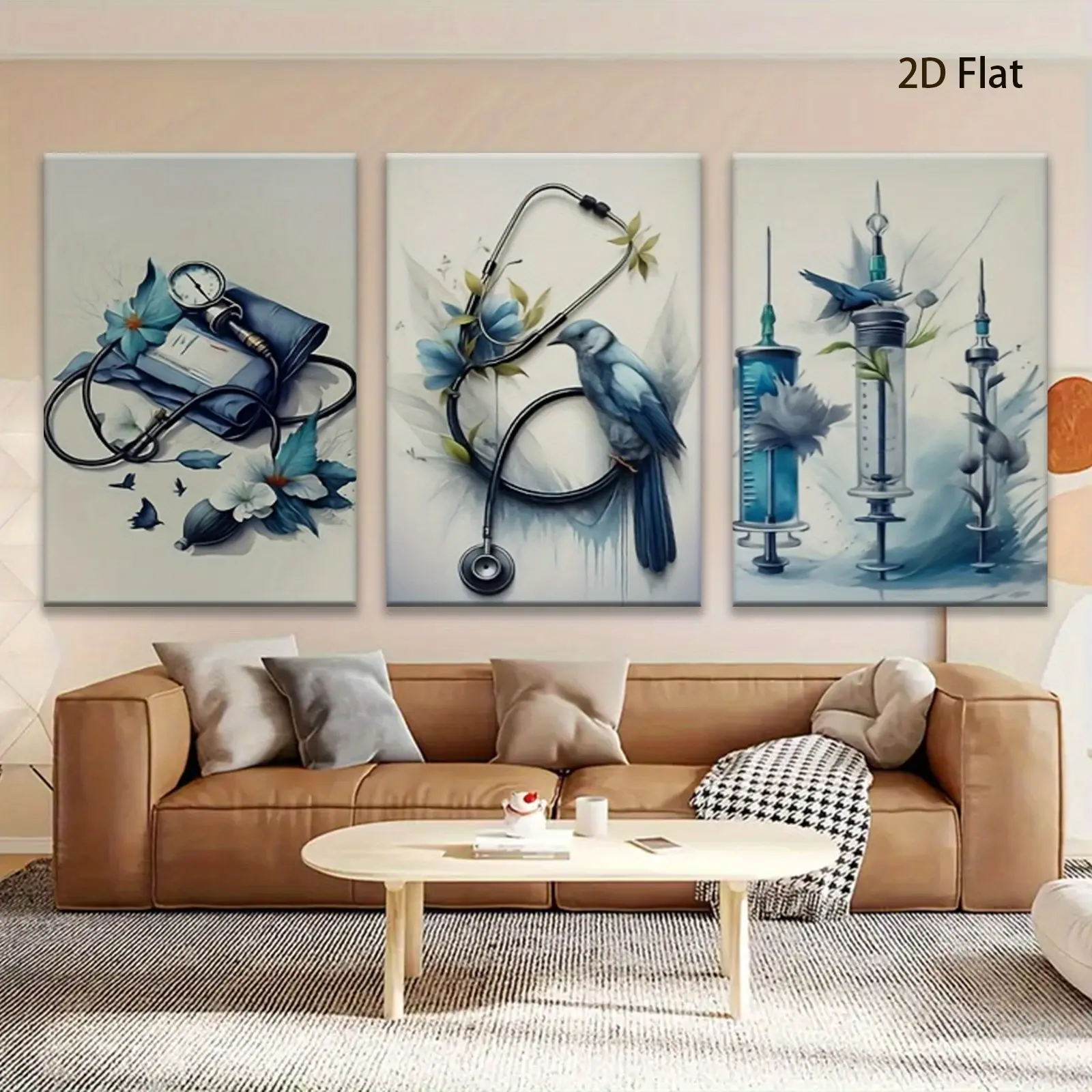2D flat poster 3-piece set, medical theme, very suitable for home wall decoration. It is an ideal gift for birthdays, anniversaries, Halloween, Christmas, wall decor fall decor 2026 wall art