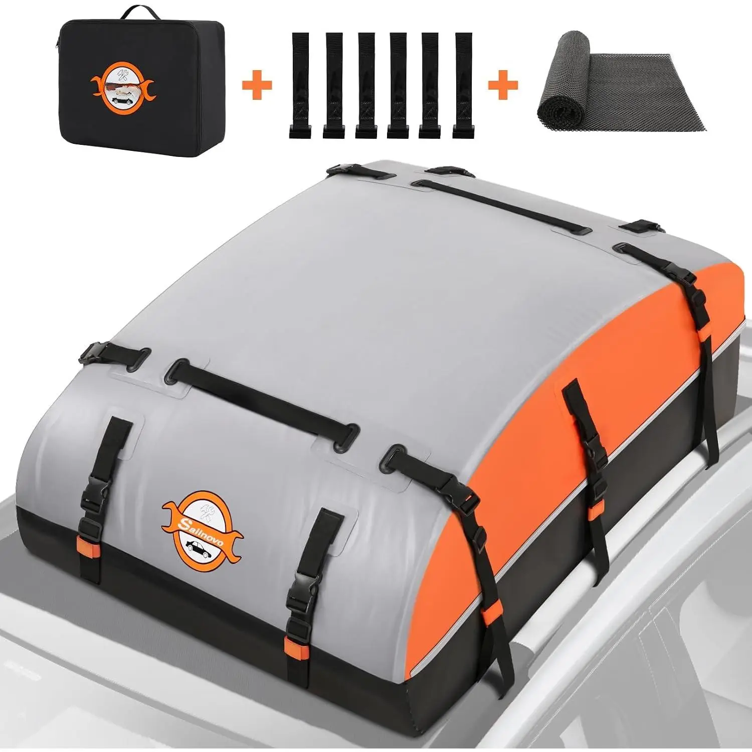 Rooftop Cargo Carrier Bag 21 Cubic, Soft-Shell Roof Bag | 1000D PVC, Aerodynamic Design, Compatible with/without roof rack, anti-slip mat, reinforced straps, door hooks, luggage lock