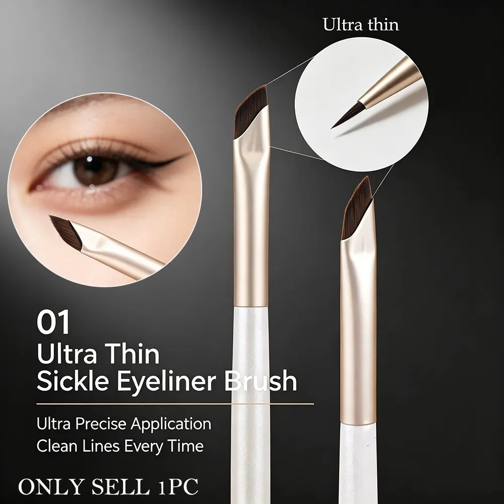 Ultra Thin Sickle Eyeliner Brush, Upgrade Blade Eyeliner Brush, Fine Angle Eyebrow Brush, Under Eye Makeup Brushes, Precision Application Tool, Detail Brush