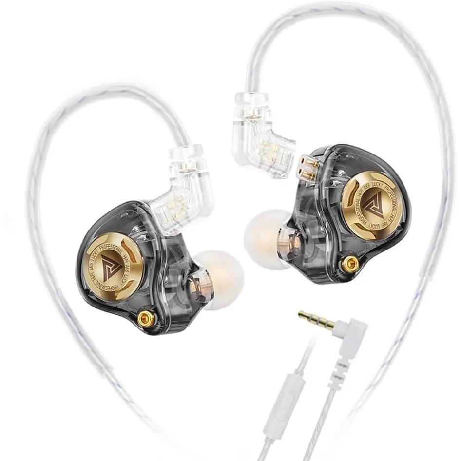 Qkz Ak6 Lucky in Ear Monitor, HiFi Wired Earbuds, Tunable Sound Wired Headphones Gaming Earbuds with 3-Level Adjusting Switch, Detachable Cable for Music Gaming Video Calling (Black)