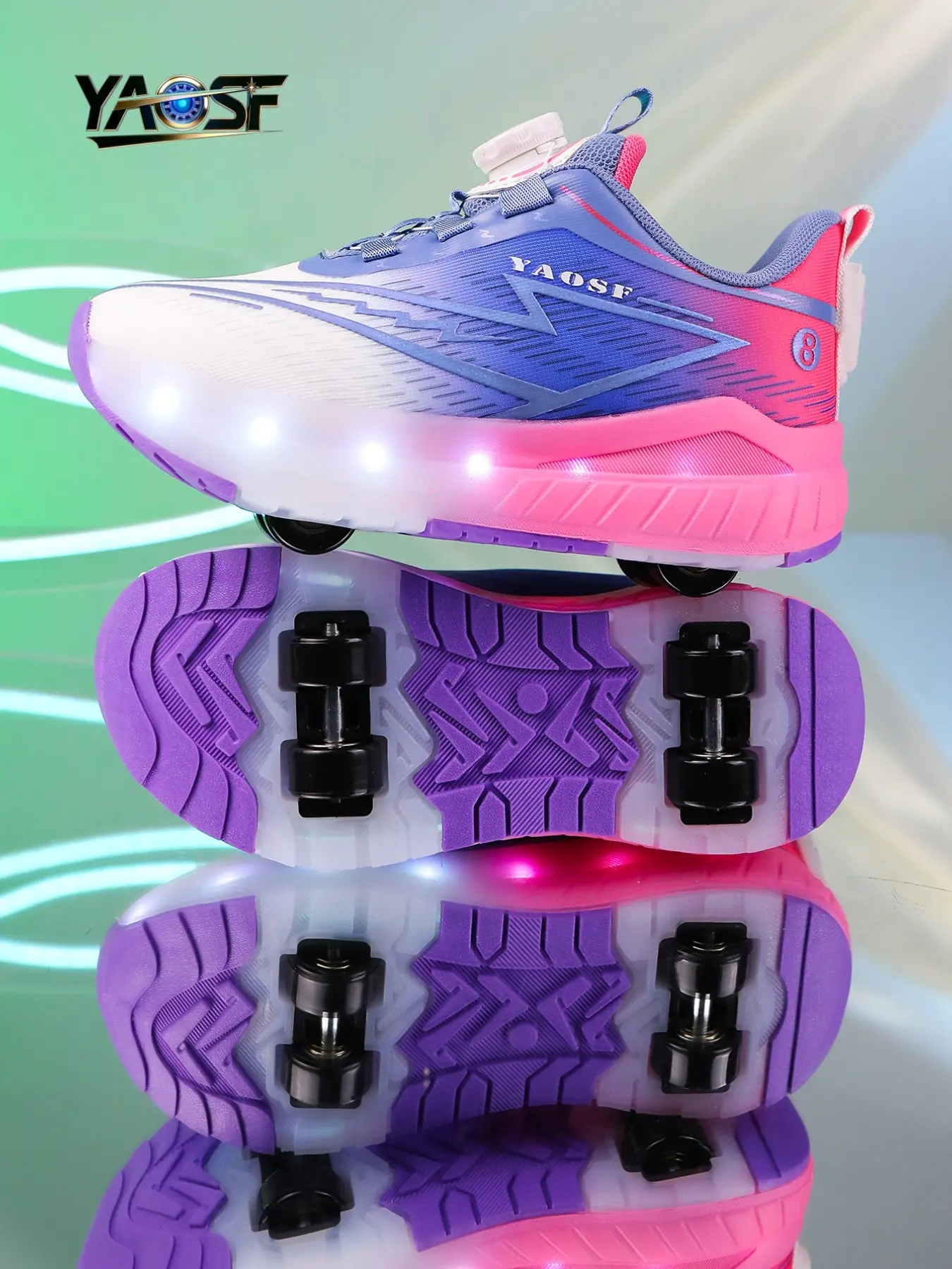 Yaosf Kids Skate Shoes LED Light Up, Unisex Roller Skates for Boys & Girls, Comfortable Outdoor Sports Shoes, Perfect Birthday Gift