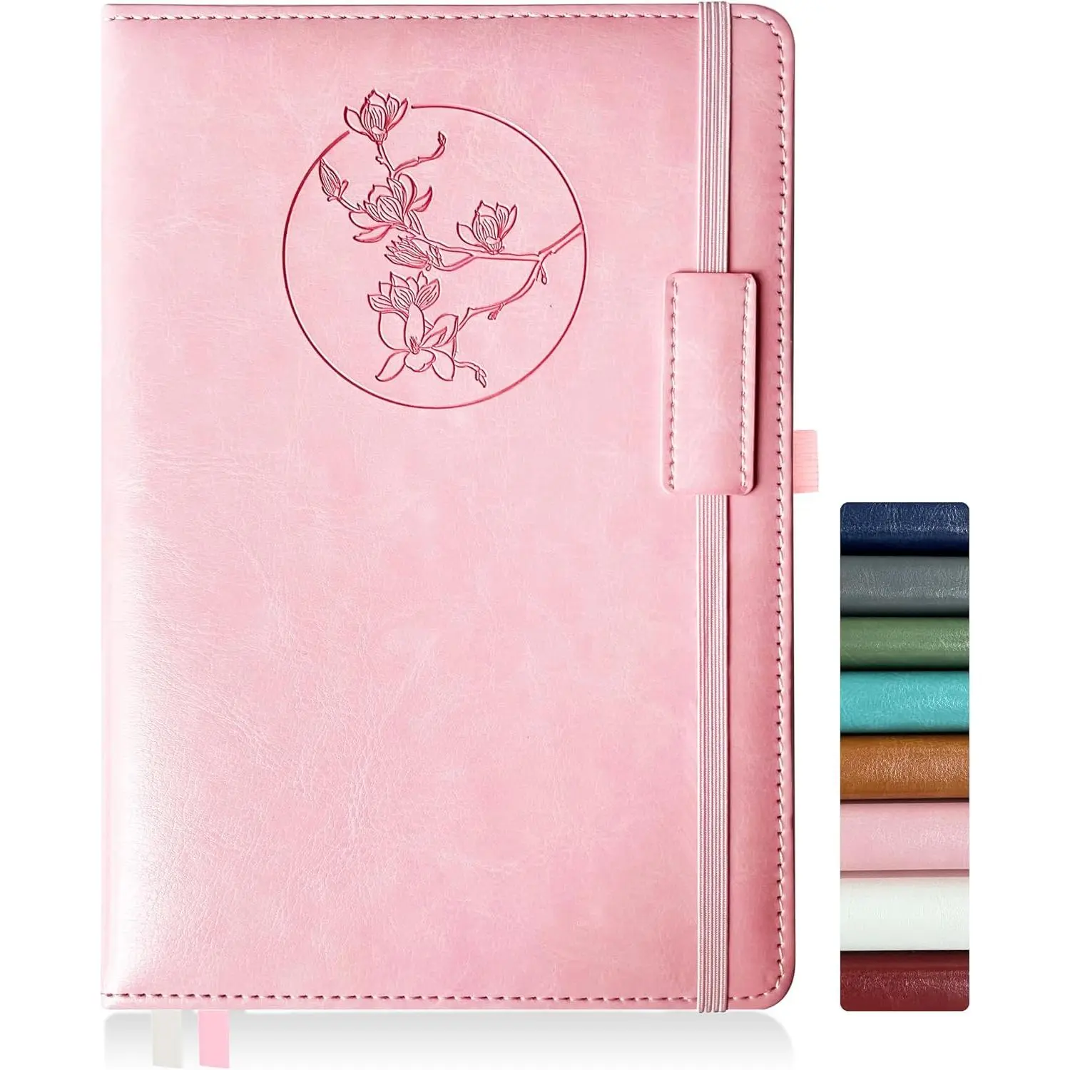 Notebook Journal for Women Men,256 Pages A5 Hardcover Leather Journaling Notebooks for Work,lined journal/notebook with 100Gsm Paper,Pen Holder and inner pocket 5.8"×8.4"()
