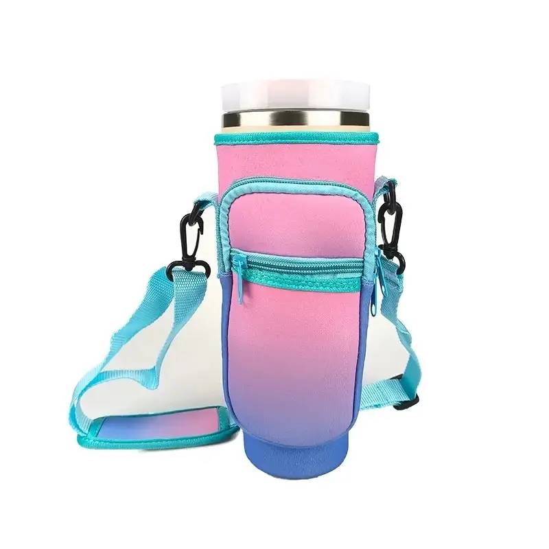 Water Bottle Carrier Bag with Phone Pocket for Stanley Cup 40 oz, Water Bottle Holder Adjustable Strap Stanley Cup Tumbler Accessories