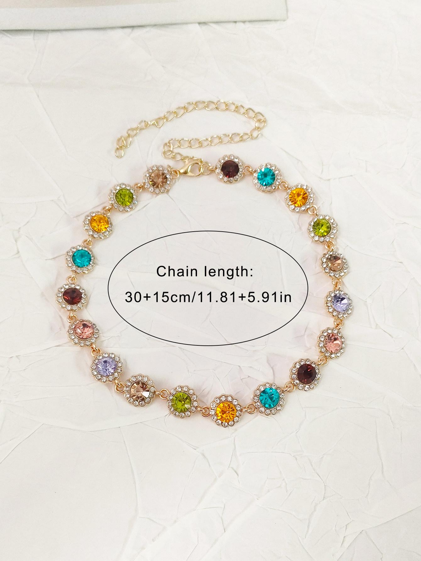 New colorful full-diamond zircon necklace, turquoise necklace, high-end and versatile, with a niche design sense, exquisite dopamine collarbone chain