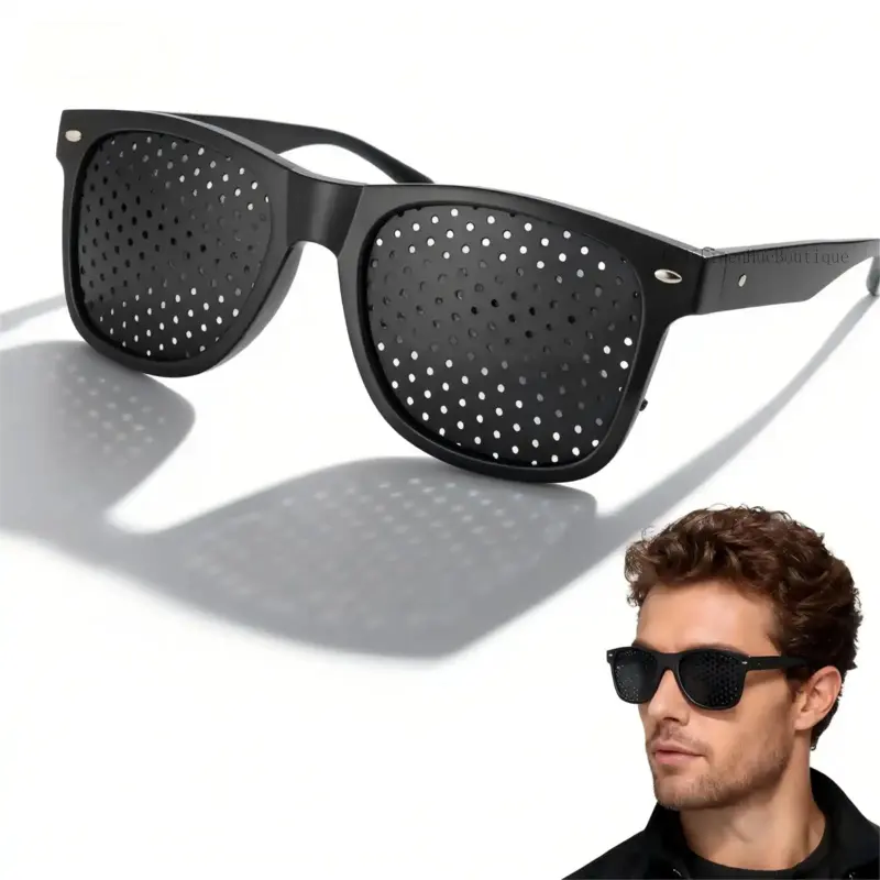 Vision Correction Fine Hole Glasses for Eye Strain Relief, Anti-Fatigue Pinhole Glasses with Durable PC Lenses, Portable & Lightweight Design for Daily Use, Computer Work, Reading, and Travel, Pinhole EyeglassCC45LinenHueBoutique
