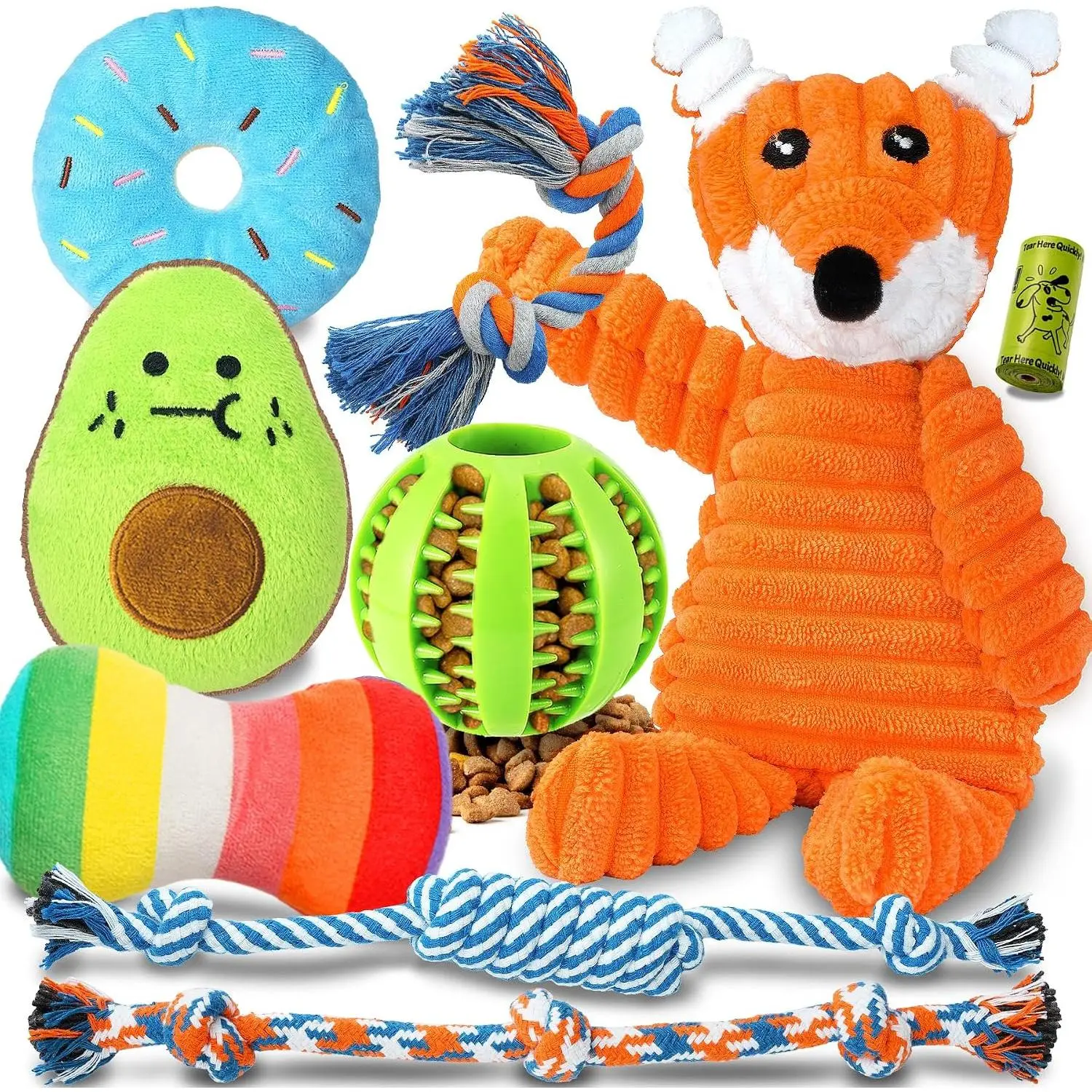 9 Pack Luxury Puppy Toys for  Small Dogs, Puppy  Toys with Cute Squeaky  Toys, Ball and  Rope   Toys
