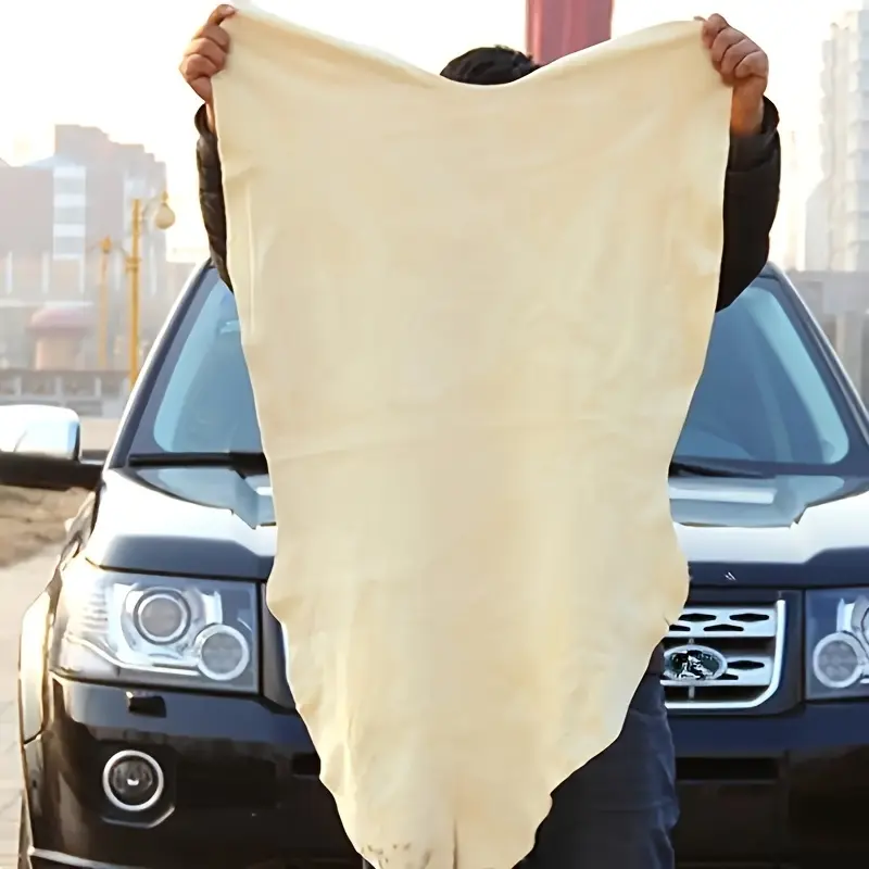 1pc Chamois Cloth for Car - Drying Towel Shammy Towel Natural Real Leather Absorbent Washcloths Washing Cloth Cleaning Towel Car Wipes - Chamois Cloth Art Cloth Accessory Absorbent Detailing Cloth